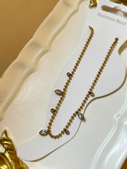 Vibrant Multi-Color Crystal Ball-Chain Anklet