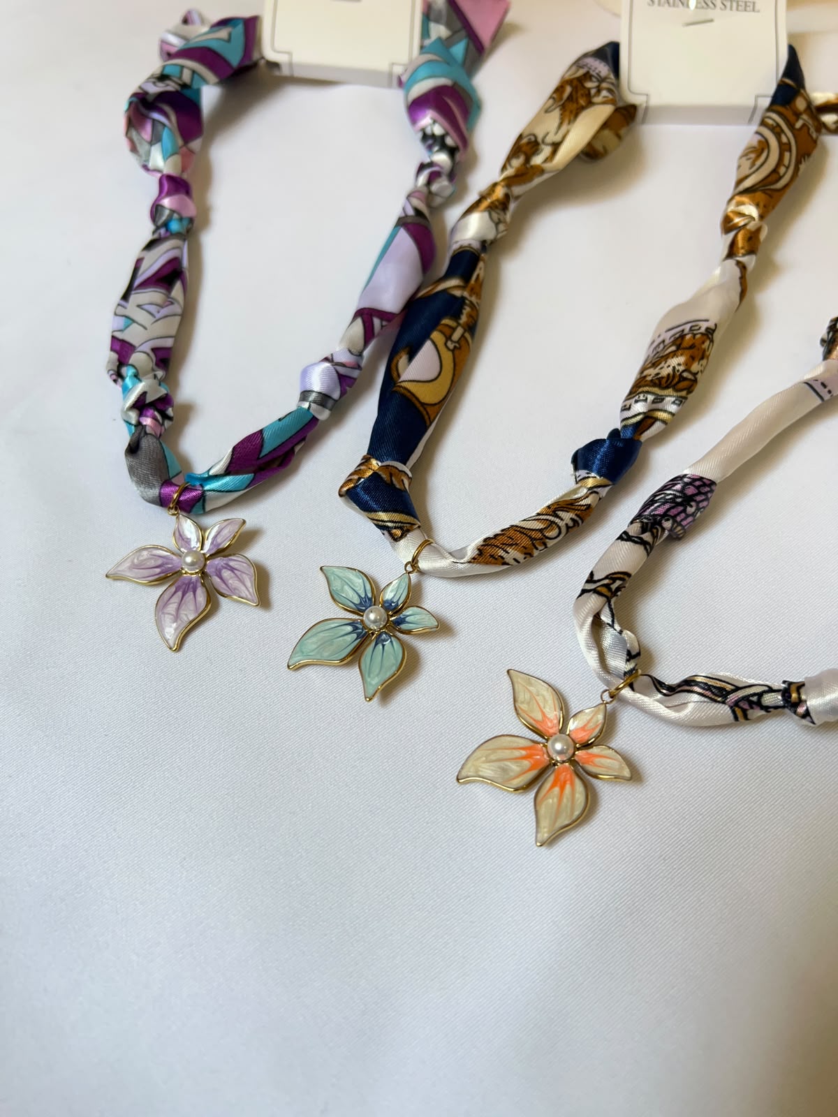 Enamel Blossom Scarf Necklace