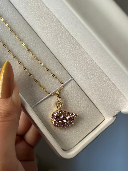 Majestic Purple Swan Necklace