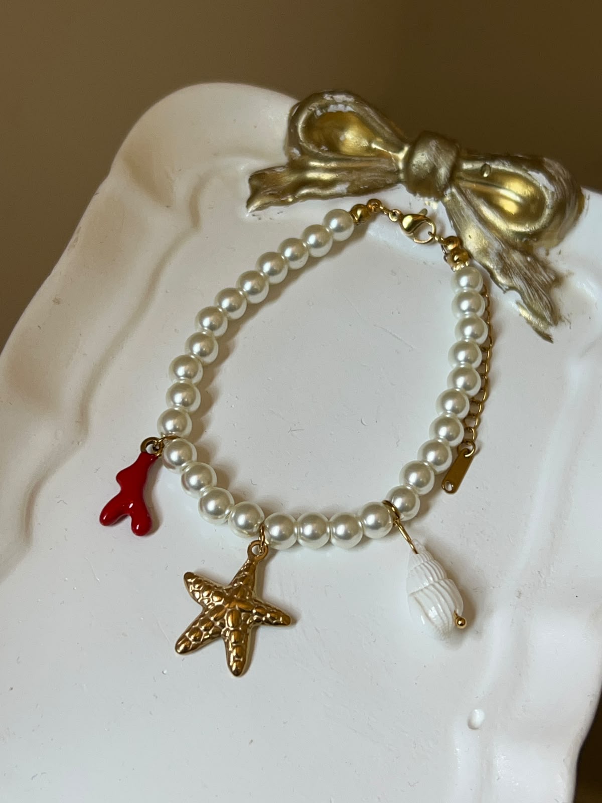 Ocean Pearl Starfish Charm Bracelet