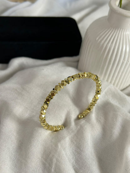 Geometric Gold Beaded Bangle