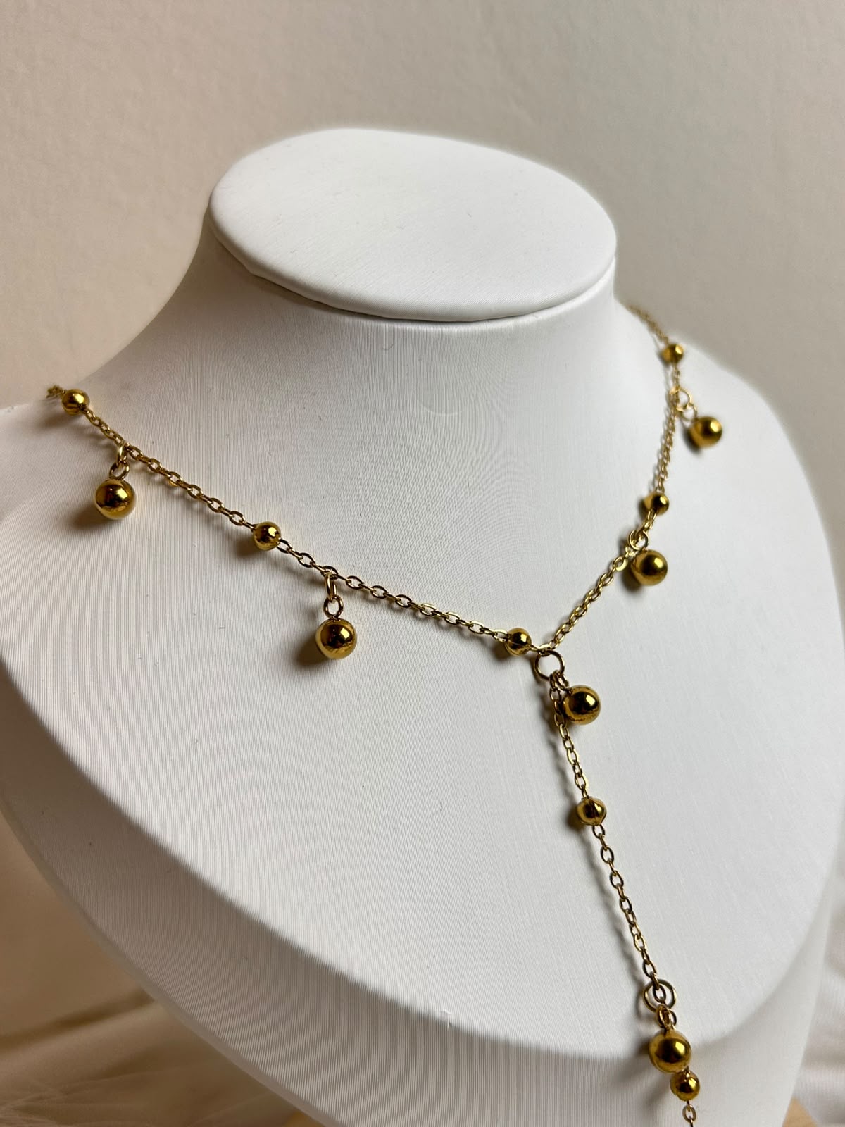 Golden Bead Charm Y-Necklace