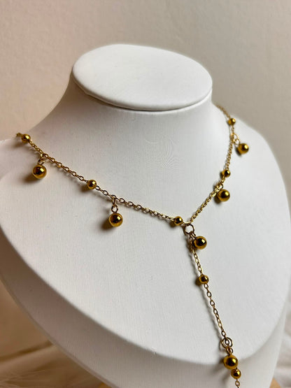 Golden Bead Charm Y-Necklace