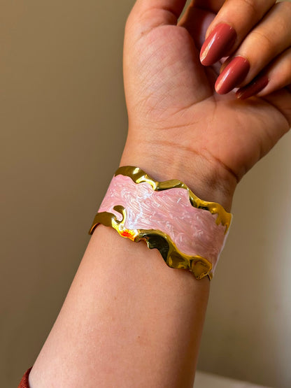 Wavy Marble Enamel Cuff Bracelet