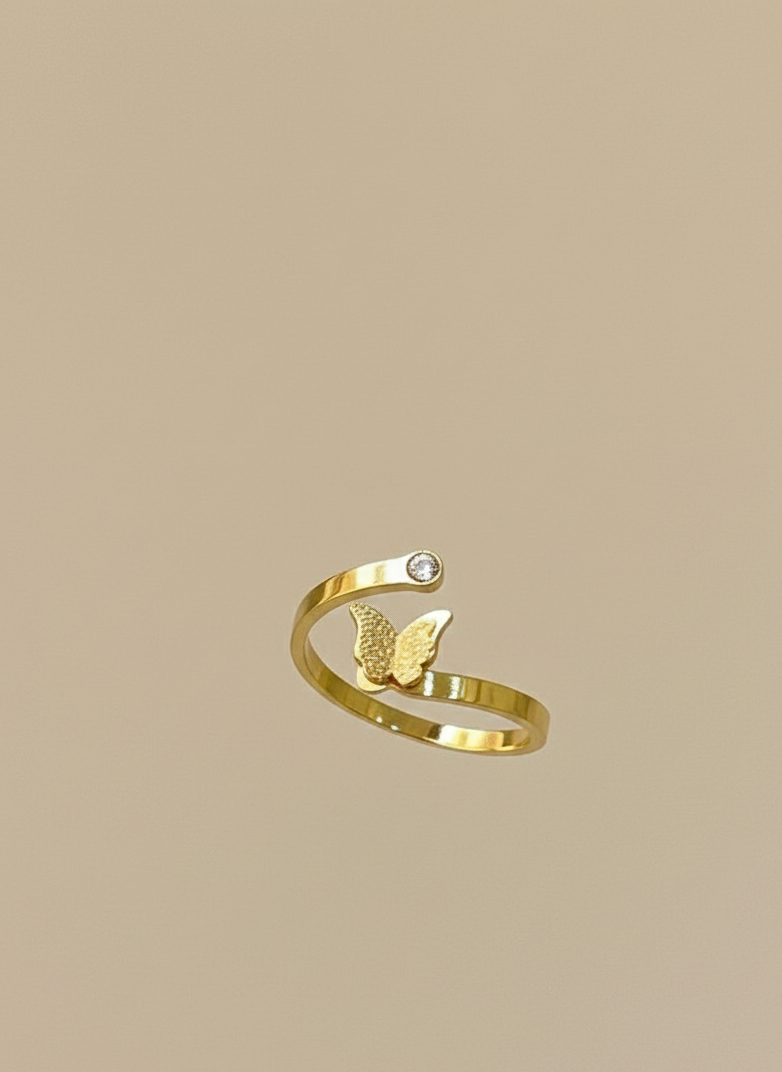 Golden Butterfly Sparkle Ring