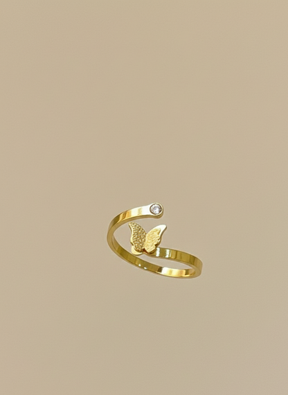 Golden Butterfly Sparkle Ring