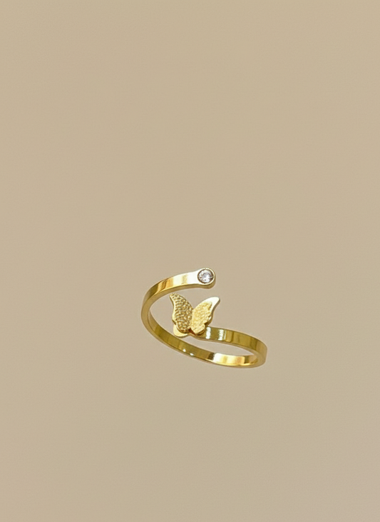 Golden Butterfly Sparkle Ring
