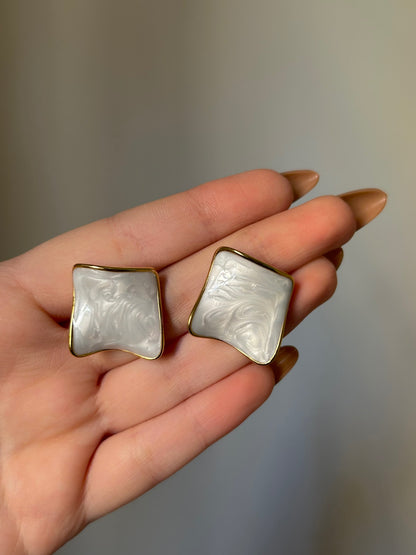 Marble Effect Square Earrings