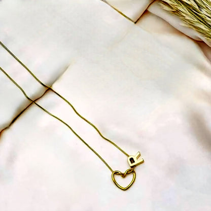 Golden Heart Initial Necklace