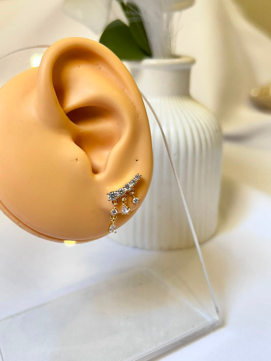 Cascading Crystal Charm Arc Piercing
