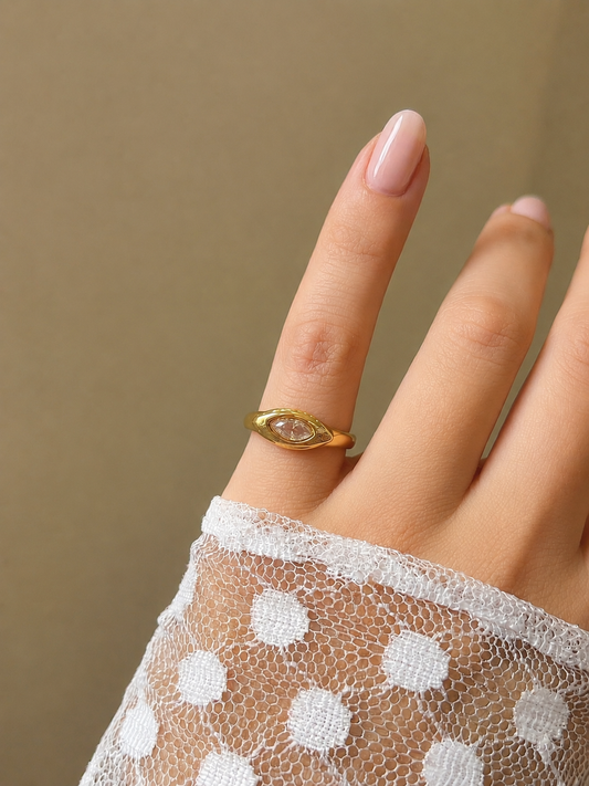 Golden Eye Pinky Ring
