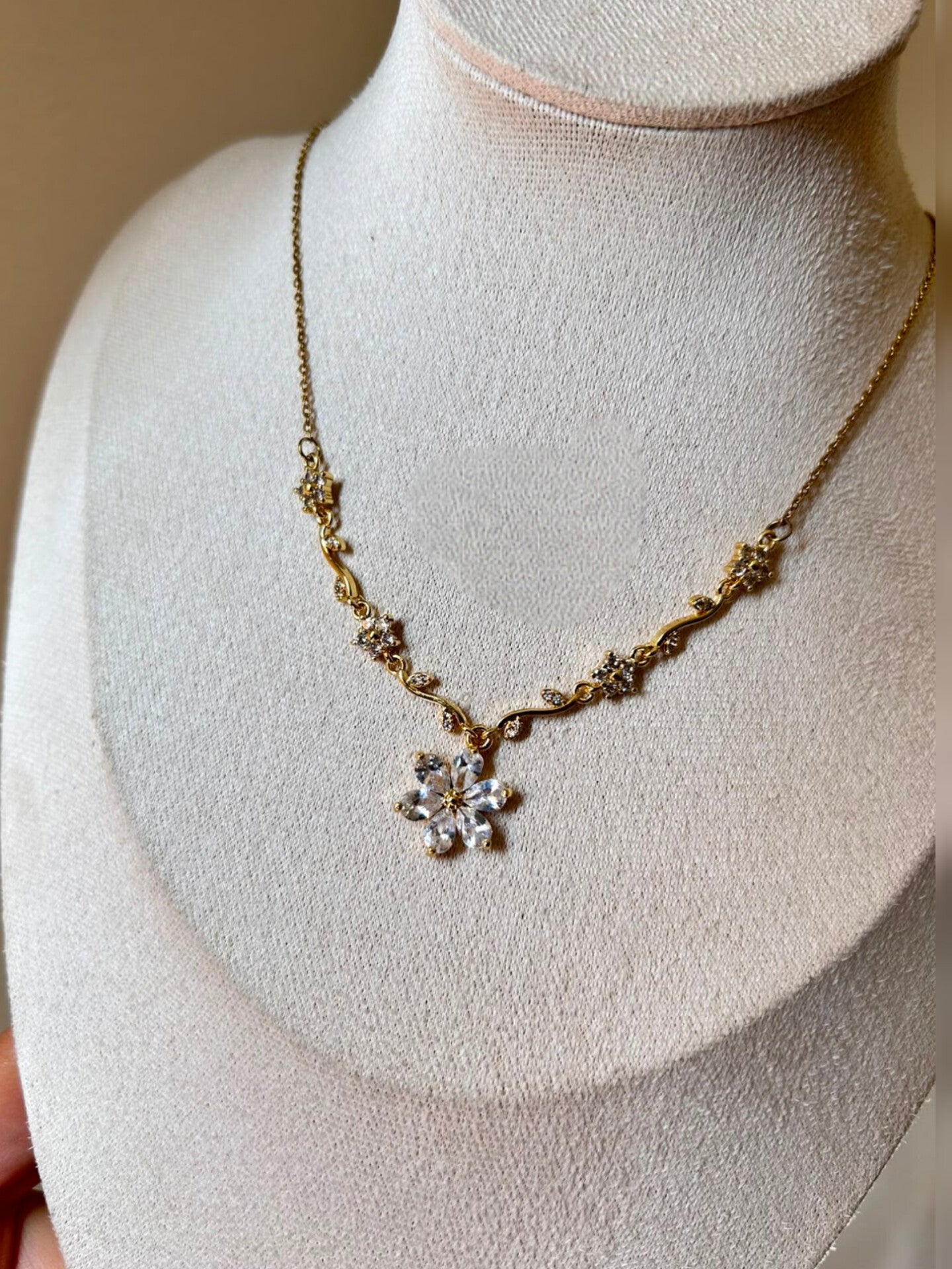 Floral Vine Crystal Necklace