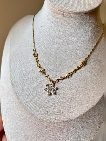 Floral Vine Crystal Necklace