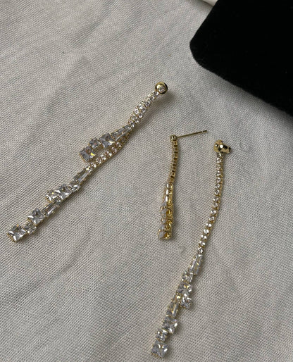 Asymmetric Dazzling Long Drop Earrings