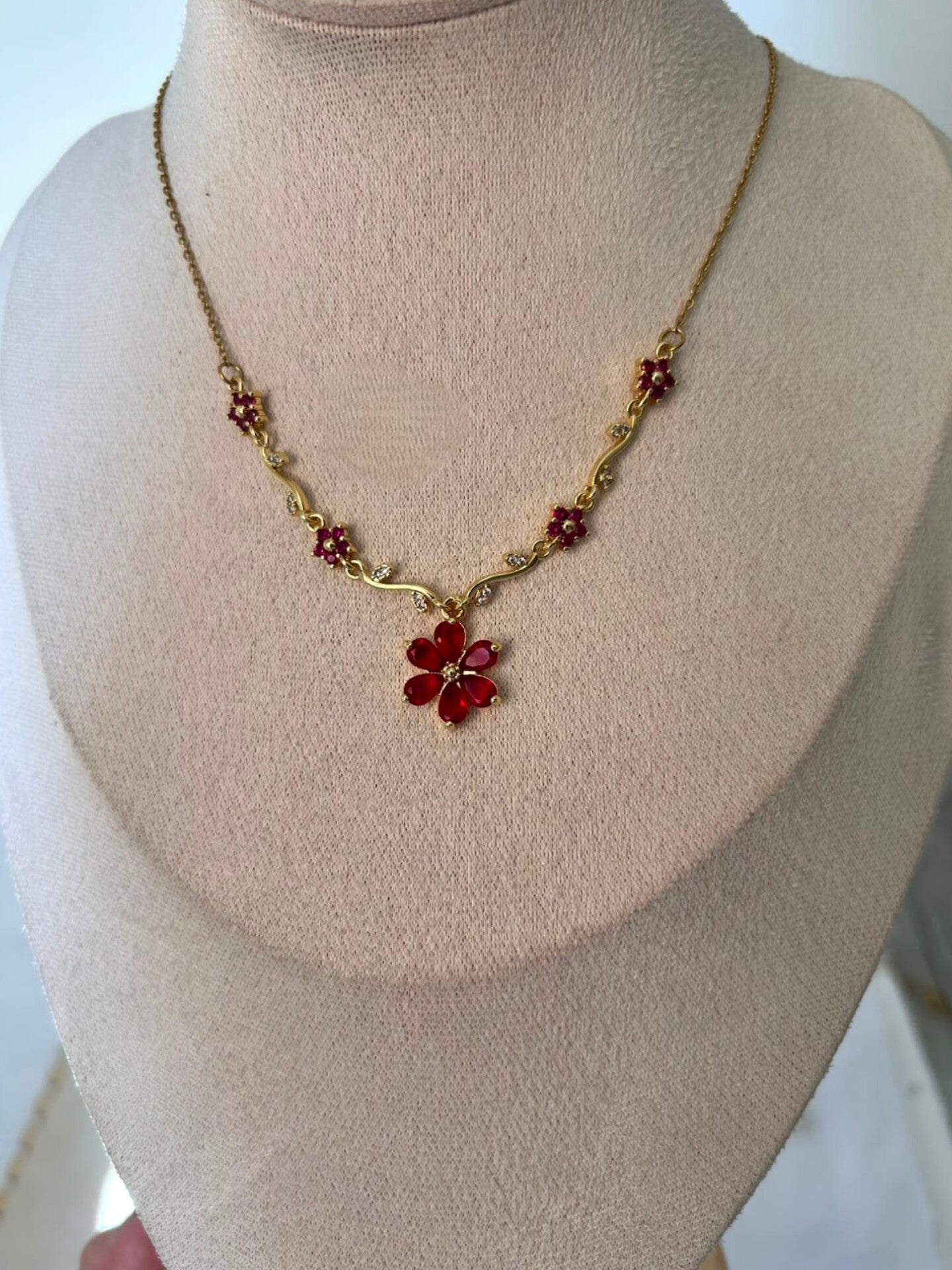 Floral Vine Crystal Necklace