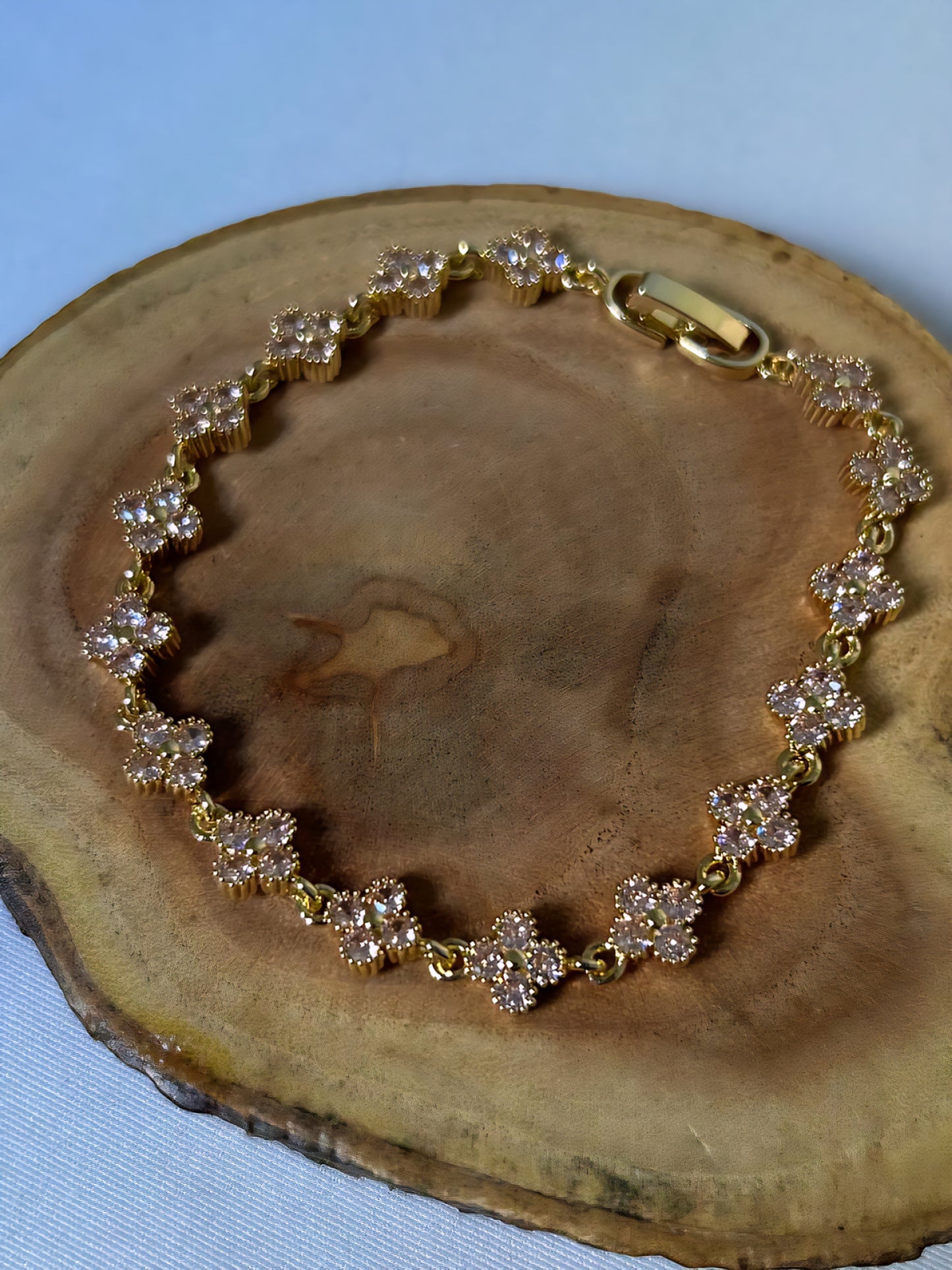 Golden Pink Clover Bracelet