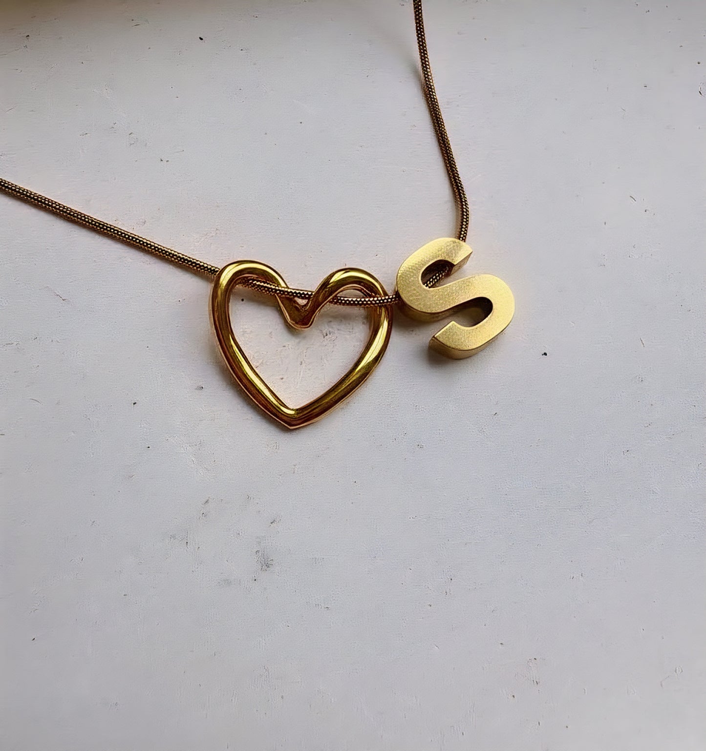 Golden Heart Initial Necklace