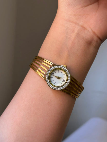 Multi-Strand Rhinestone Bracelet Watch
