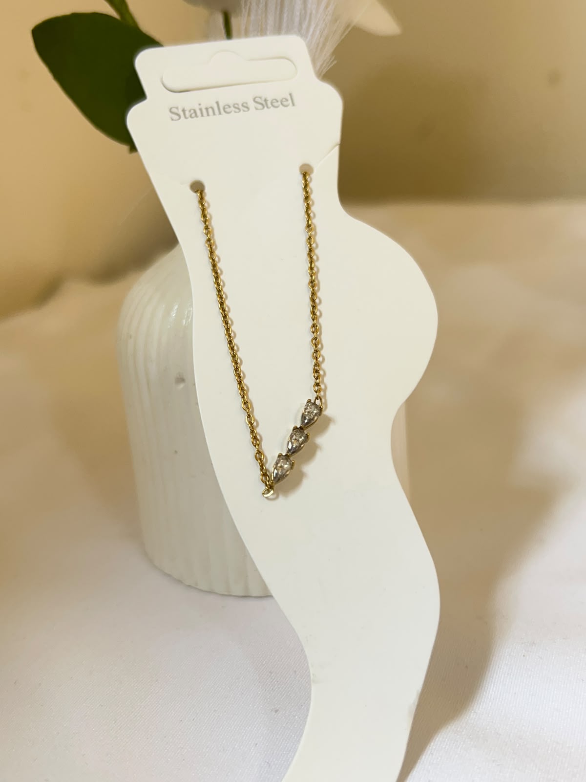 Dainty Triple Pear Crystal Anklet