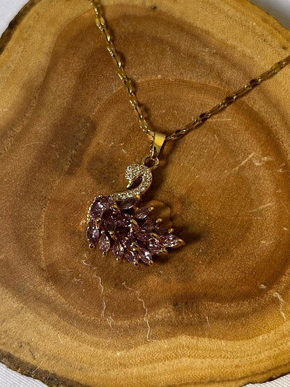 Majestic Purple Swan Necklace