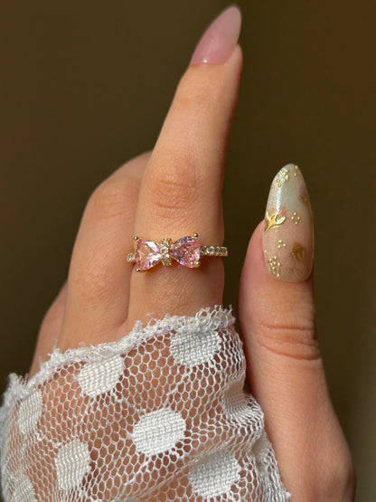 Pink Crystal Bow Ring