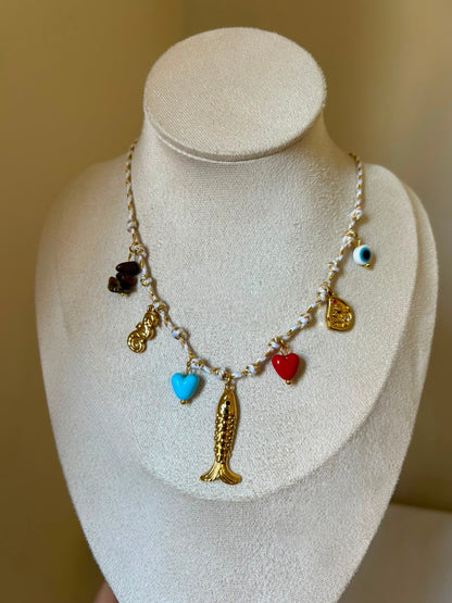 Summer Fish Charm Cord Necklace