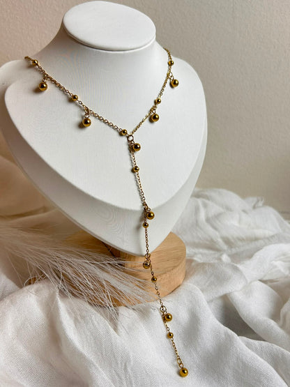 Golden Bead Charm Y-Necklace