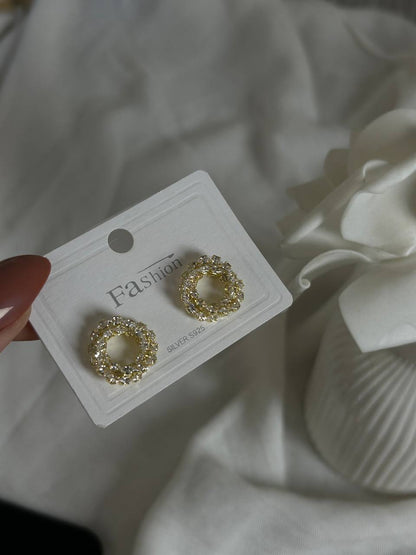 Crystal Circle Stud Earrings