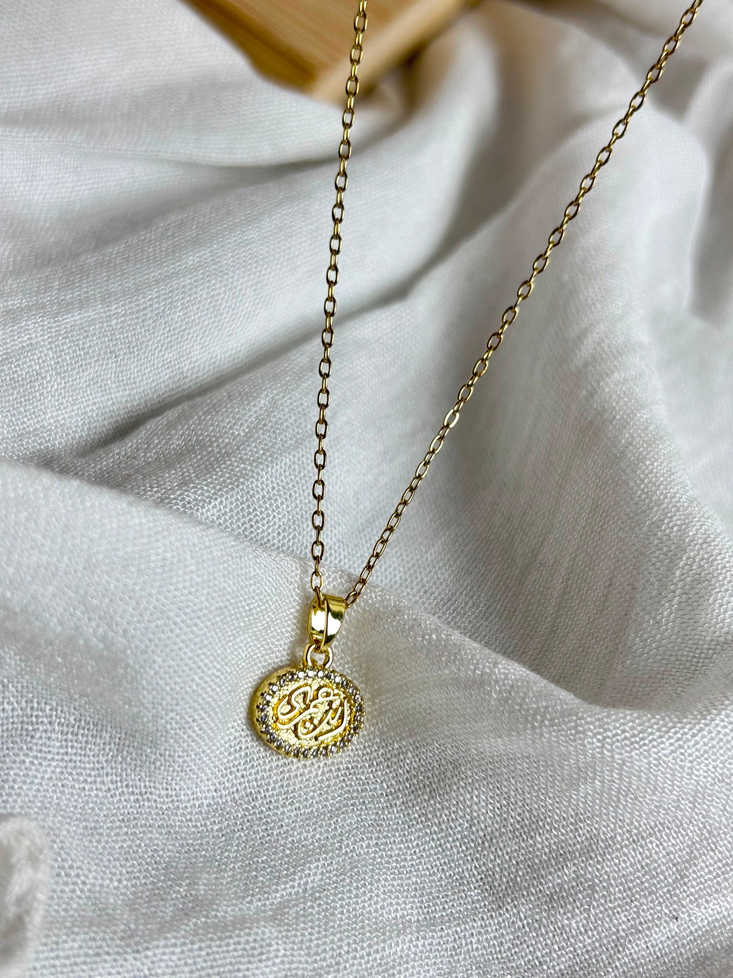 Calligraphy Coin Pendant Necklace
