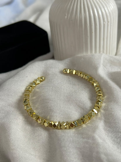 Geometric Gold Beaded Bangle