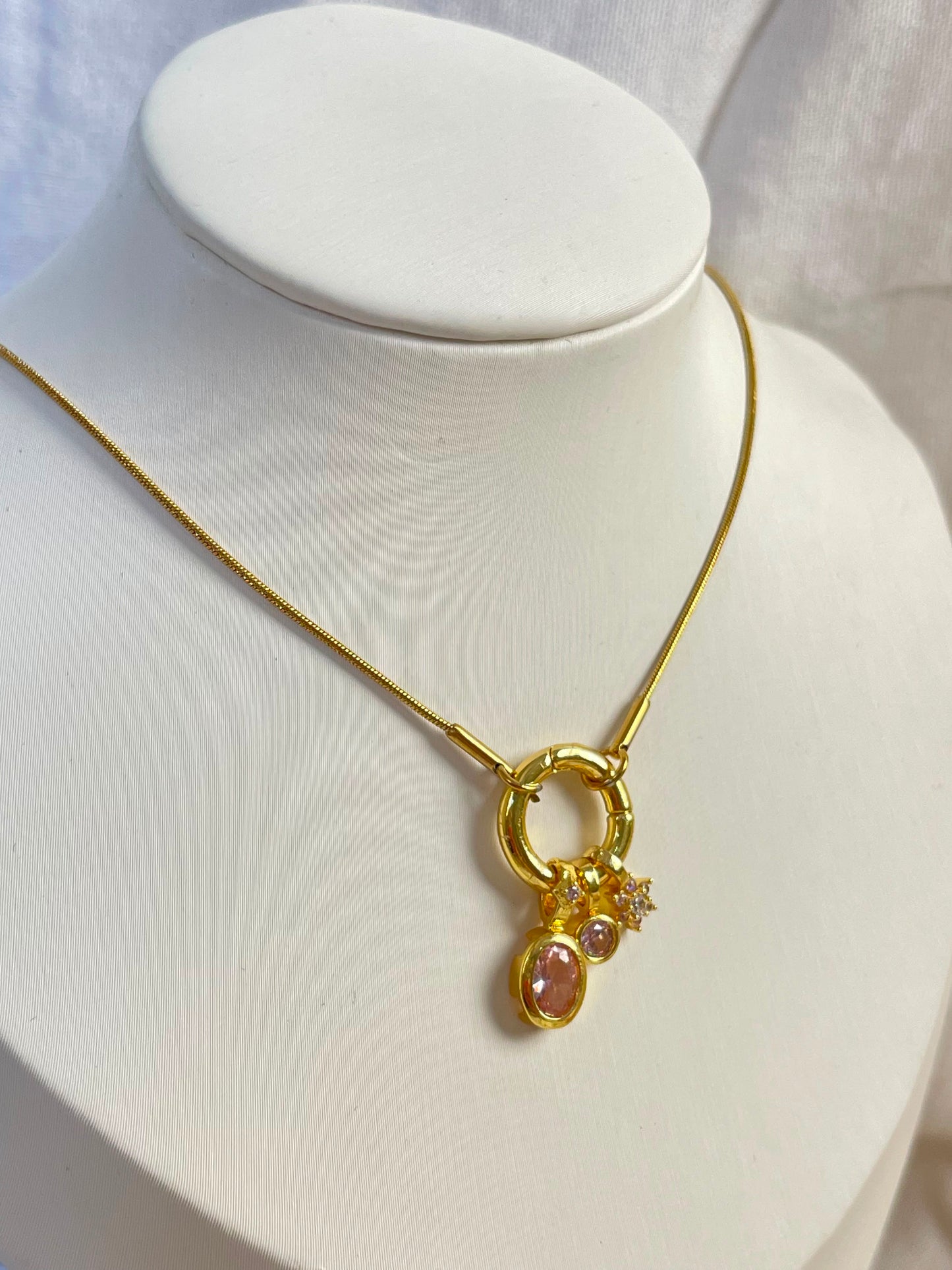 Crystal Charm Ring Necklace