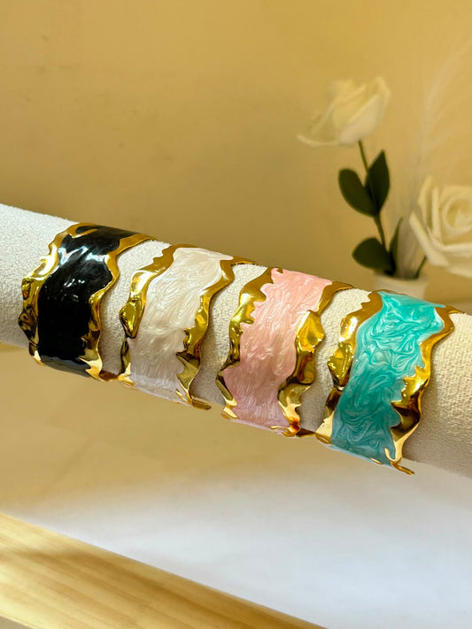 Wavy Marble Enamel Cuff Bracelet