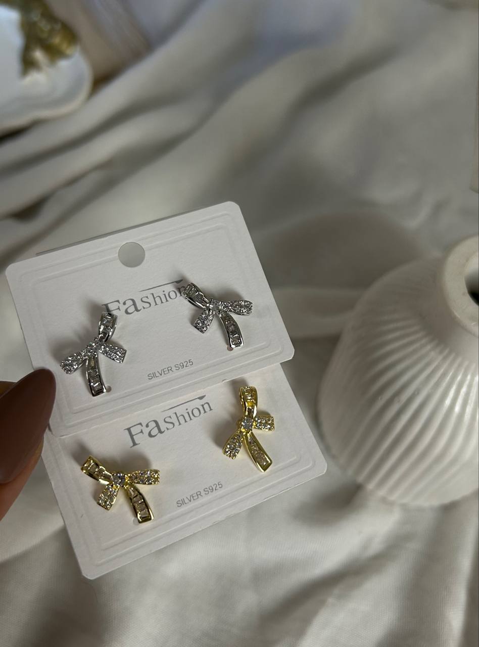 Crystal Ribbon Bow Earrings