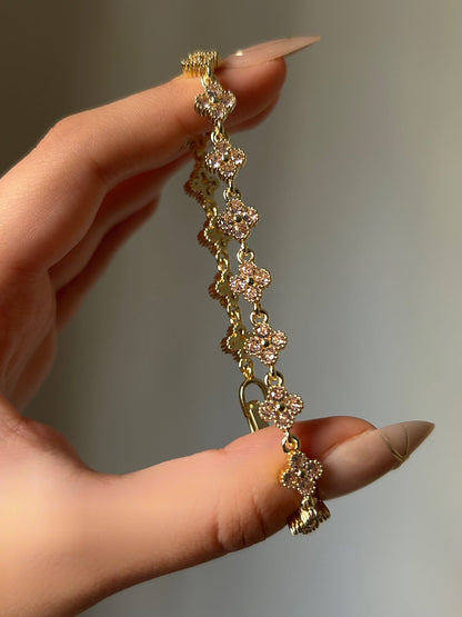 Golden Pink Clover Bracelet