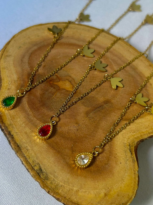 Butterfly Charm Teardrop Necklace