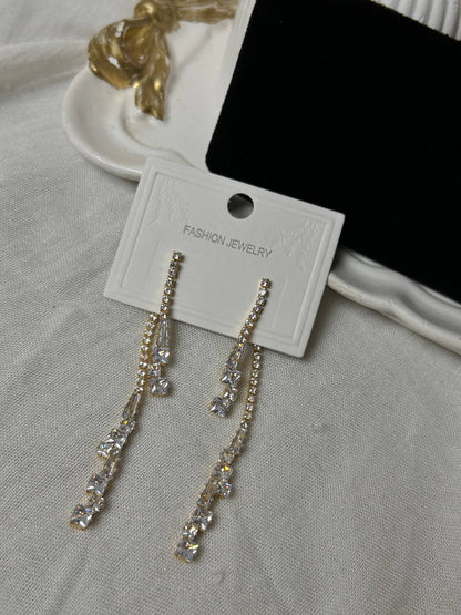 Asymmetric Dazzling Long Drop Earrings