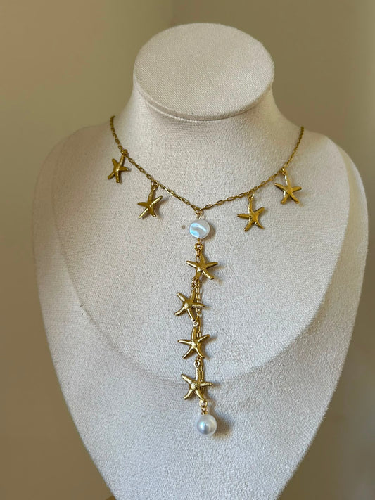 Cascading Starfish Pearl Necklace