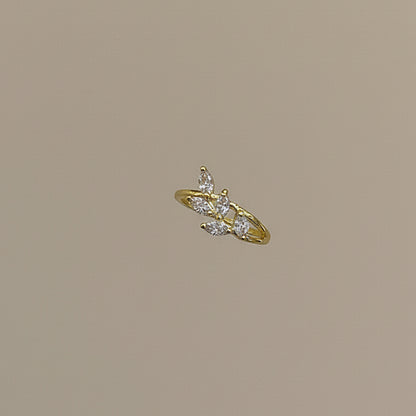 Sparkling Leaf Adjustable Ring