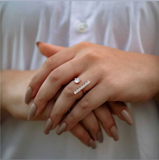 Pure Silver Diamond-Bar Ring