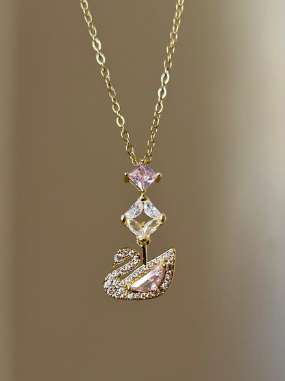 Graceful Swan Crystal Necklace