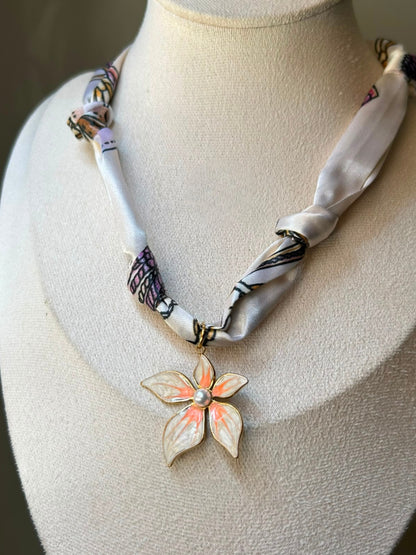 Enamel Blossom Scarf Necklace