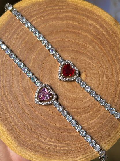 Sparkling Heart Tennis Bracelet