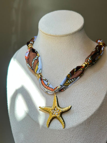 Starfish Silk Scarf Necklace