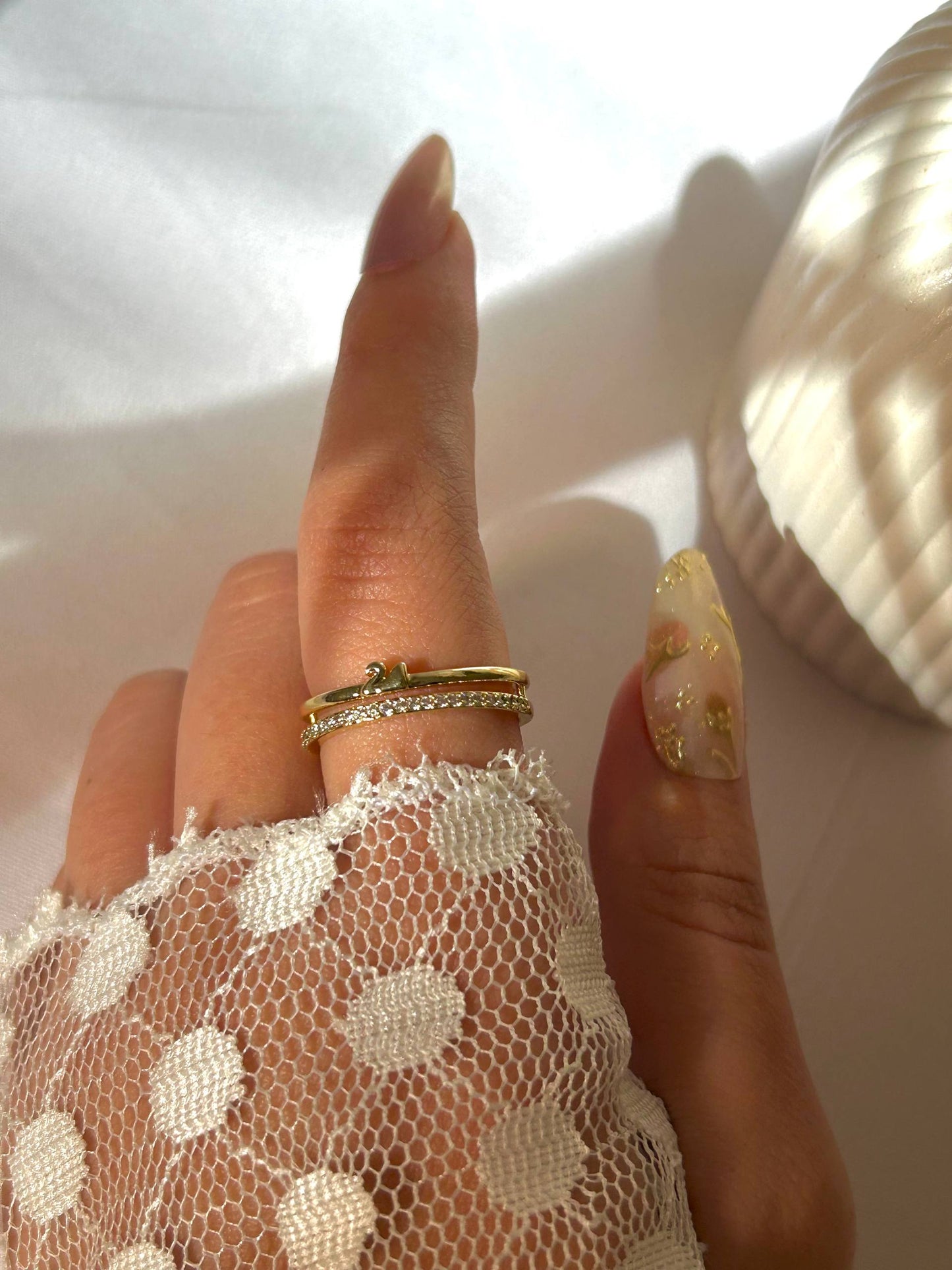 Crystal Swan Wrap Ring