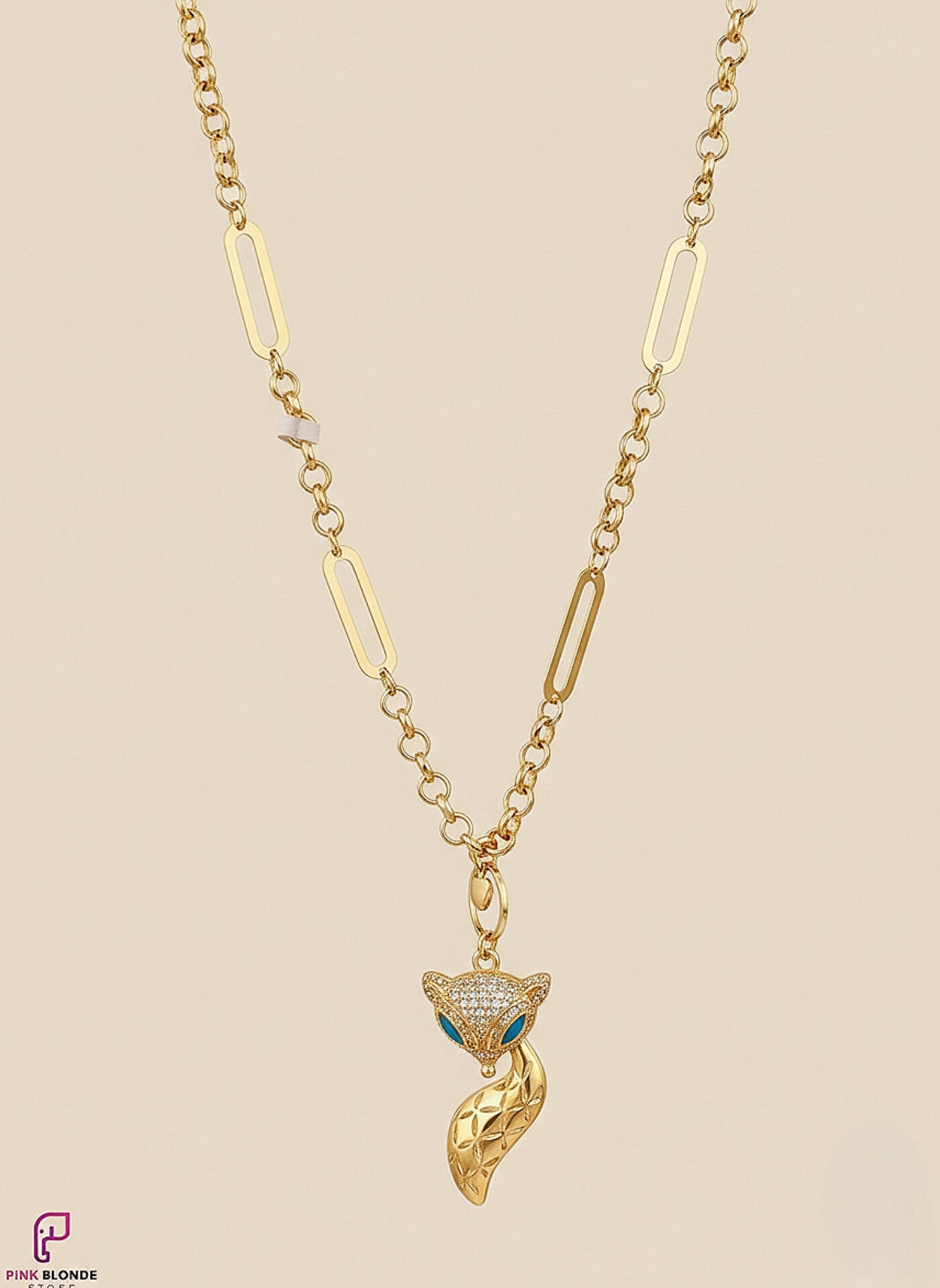 Golden Fox Crystal Pendant