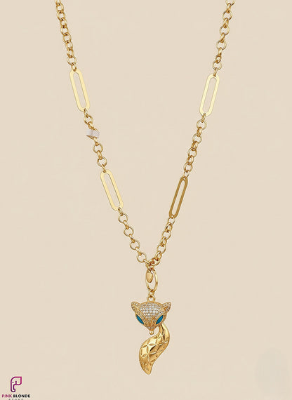 Golden Fox Crystal Pendant