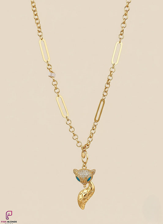 Golden Fox Crystal Pendant