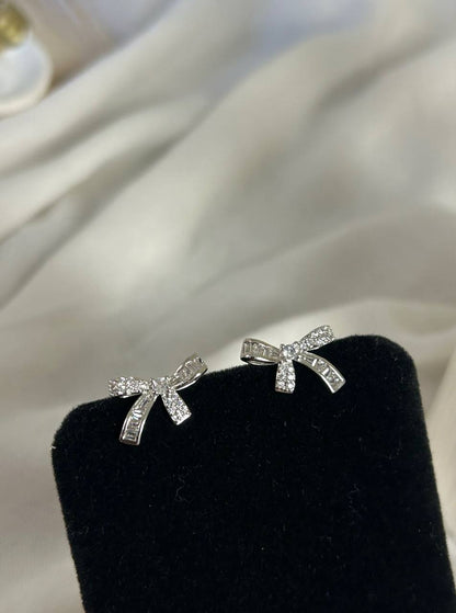 Crystal Ribbon Bow Earrings