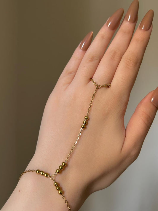 Golden Bead Hand Chain