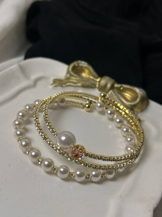Royal Pearl Crystal Bangle